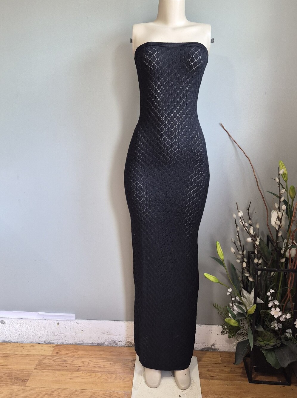 Peppermayo Strapless Black Knit Maxi Dress Size Xs/S